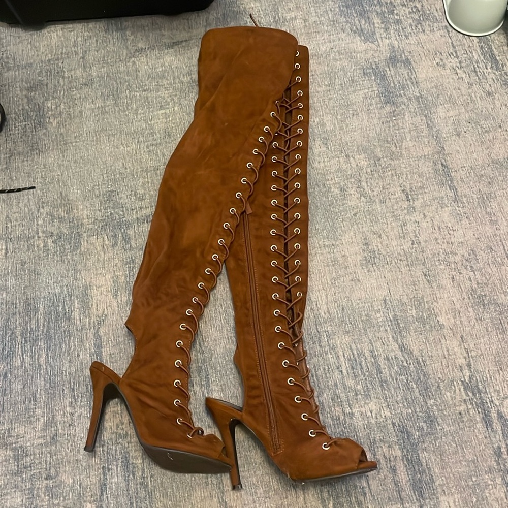 Brown lace up boots